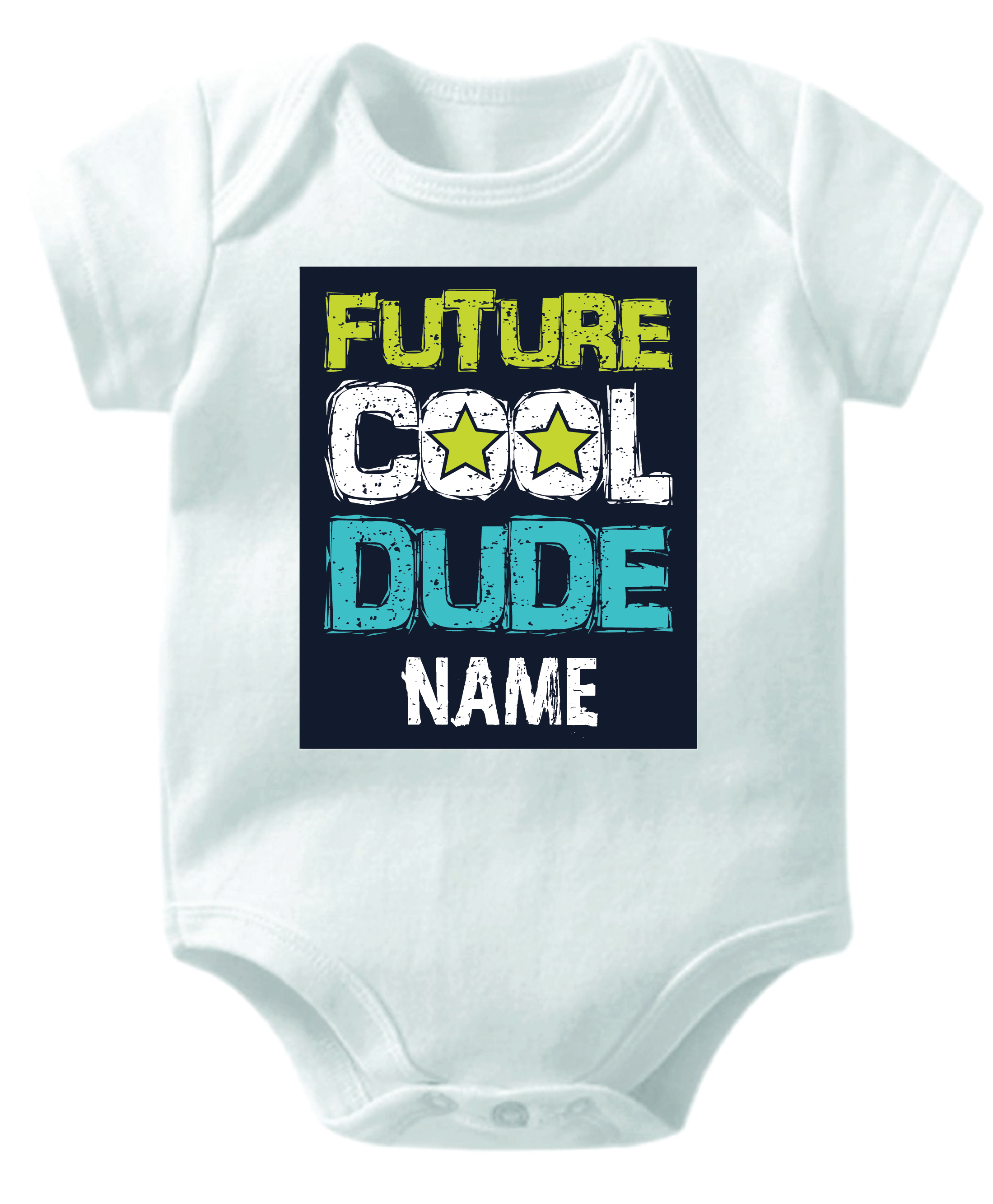 Personalised Future Cool Dude White Cotton Baby Romper